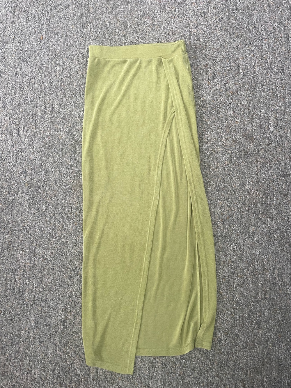 Green maxi Women's Skirt with high slit